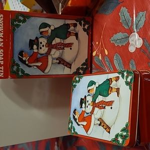 Vintage 1986 Snowman Soap Tin